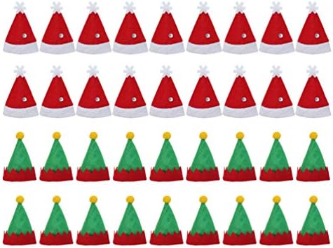 Amosfun 24pcs Mini Crăciun pălării Lollipop bomboane acoperi Santa Lollipop împachetări Toppers vacanță vin sticla capace Partidul