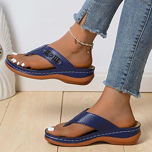 Femei Clip-Toe Plaja Flip Flops PU piele în aer liber papuci arc suport pană sandale vara confortabil pantofi