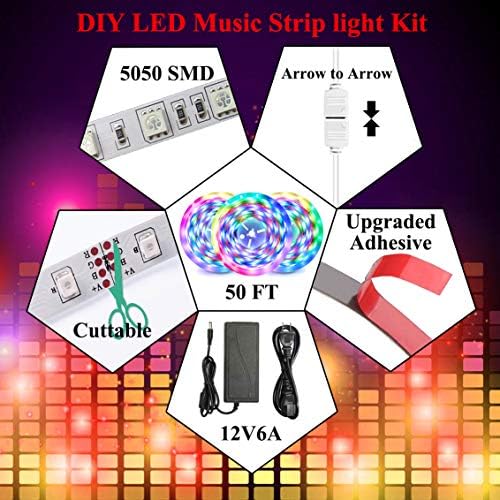 Lumini cu bandă cu LED Zolmax, lumină cu bandă LED de muzică, lumini cu bandă RGB Bluetooth Aplicație LED -uri controlate Lumini