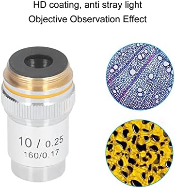 Lentilă microscop 10X, Dimensiune Standard lentilă acromatică 20,2 mm 10/0. 25 rezistentă la coroziune pentru microscoape biologice