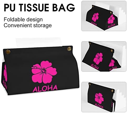 Aloha Hawaiian Flower Pu Piele țesut din piele Suport pentru hârtie pungă de depozitare a prosopului pentru birou pentru birou