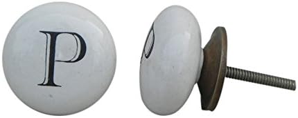 Indian raft pachet de 4 butoane / ceramică dulap trage / alb dormitor dulap sertar butoane / P alfabet dulap trage / hardware