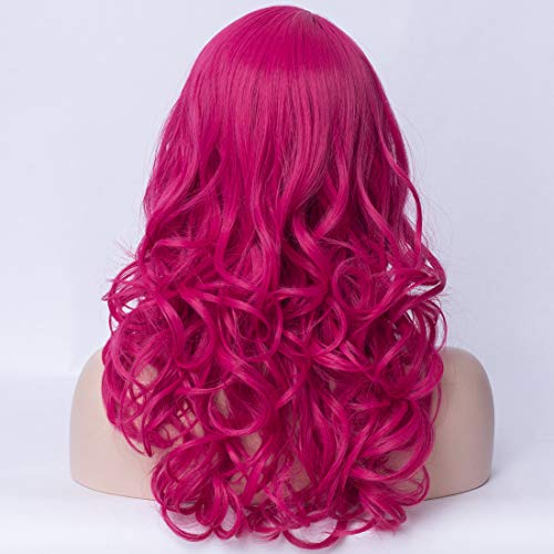 PATTNIUM Hot roz peruca femei Umăr Lungime cret peruca întuneric roz peruca cu breton pentru femei și fete sintetice Cosplay