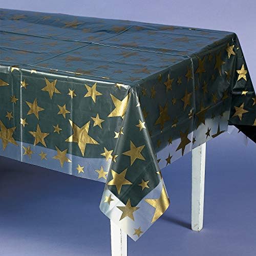 Stele de aur limpezi de pe masă de plastic - 1 Acoperire de masă de plastic de unică folosință 54 x 108 - Decorațiuni de stele