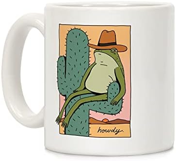 LookHUMAN Salut Broasca Cowboy Alb 11 Uncie Cana De Cafea Ceramica