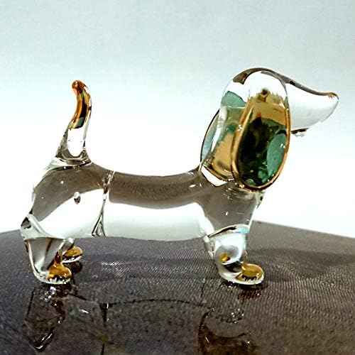 Sansukjai dachshund figurine în miniatură animale de câine arta de sticlă suflată de sticlă arta de aur cadou colectabil decorați