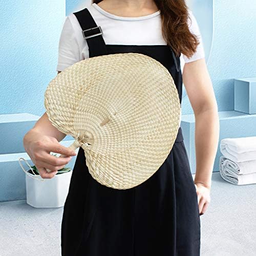 Framendino, 1 pachet Fanuri naturale Raffia Fan handmade Palm Palm Brand Bandheld Bamboo Fan în stil chinezesc Fan de țesut