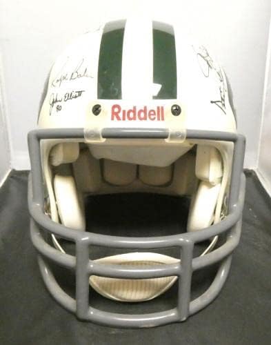 Echipa New York Jets din 1969 a semnat o cască de fotbal de dimensiuni mari cu căști NFL cu autograf Steiner COA