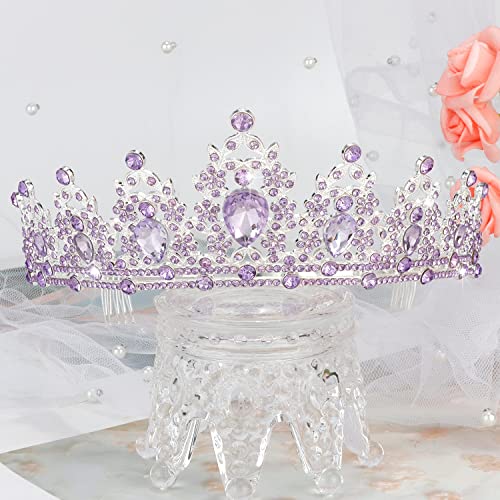 SuPoo Purple Birthday Girl Sash Birthday Crowns pentru femei metal Birthday Tiara Crystal strasuri Quinceanera Crown Happy