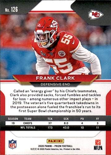 2020 Panini Prizm 126 Frank Clark Kansas City Chiefs NFL Card de fotbal NM-MT