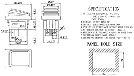Comutator basculant Koford Kcd4 20a / 125V 16A / 250V 4 pini DPST IP67 comutator de alimentare basculant impermeabil sigilat