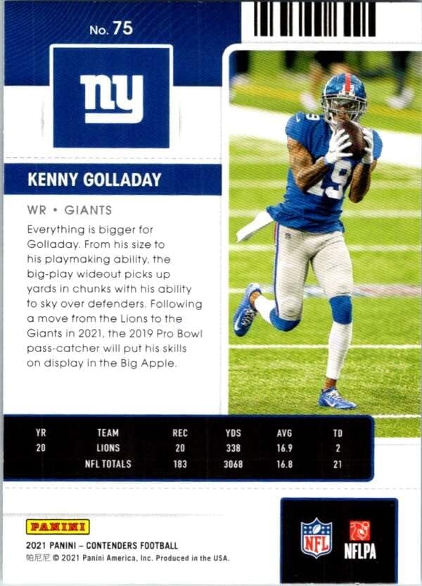 2021 Bilet de sezon Panini concurenți 75 Kenny Golladay New York Giants NFL Card de tranzacționare de fotbal