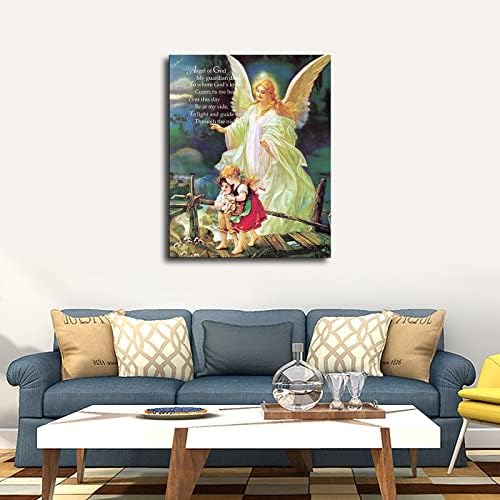 Poezia Gardianului înger al lui Dumnezeu - Copii pe pod poster religios pictură pânză religioasă inspirație arta arta living