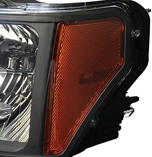 Compatibil cu Ford F-150 12th gen pereche de carcasă neagră Amber Corner far + H13 LED Kit de conversie W / ventilator