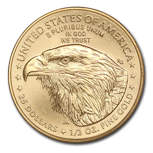 2022 fără marcaj de mentă 1/2 oz American Gold Eagle Eagle Monedă Brilliant Necirculat cu o cutie originală de mentă din Statele