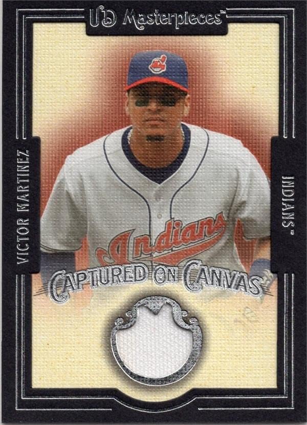 Player Victor Martinez a purtat Jersey Patch Baseball Card 2007 Capodopere de punte superioară Canvas CCVM - MLB Game folosit
