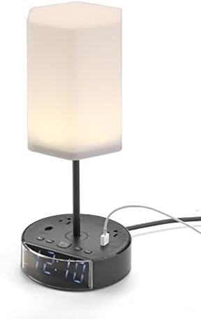Zonv Touch Control Nightstand Nightstand Lumina Lumina Lumină cu USB C Porturi de încărcare Clock Clock 3 Way Lampa Dimmable