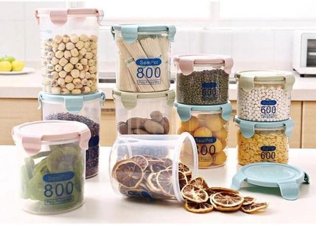 600ml 800ml 1000ml bucătărie plastic sigilat crisper organizatori de depozitare a cerealelor Rezervor de borcan de cereale
