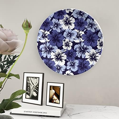 Hibiscus Blue Hawaiian Hibiscus Floral Placă decorativă rotundă Platei ceramice Oase China Placă cu afișare pentru partid pentru