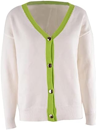 Cardigani pentru femei pulovere de modă cu guler cu mâneci lungi butoane în jos, subțire fit tricotaje bluze de bluză