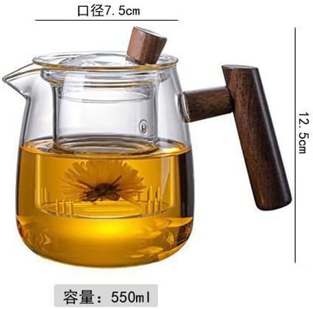 Uxzdx set de ceai transparent set de ceai din lemn mâner cu mâner mâner cu ceainică ceai de ceai de separare a bulelor cu bule