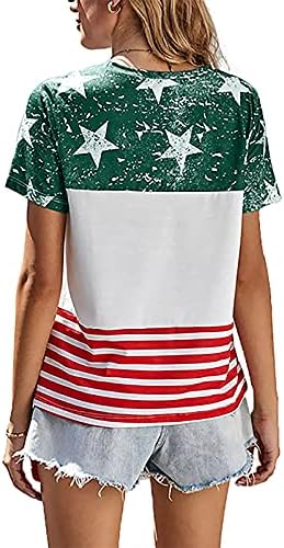 Ziua Independenței Topuri pentru femei 4 iulie tricou cu mânecă scurtă tricou Casual de vară drăguț stele dungi Pavilion Bluze