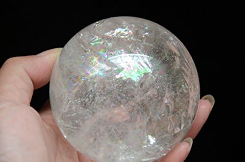 Real Tibet Himalaya mare altitudine naturale cristal clar cuarț mingea sfera Orb bijuterie 3.03 Inch cu curcubee pe ambele