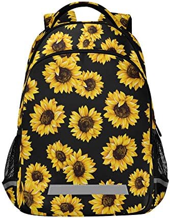 ALAZA Floarea soarelui Floral Floral Print Rucsac negru Pursă pentru femei pentru bărbați pentru bărbați Laptop Notebook Tablet
