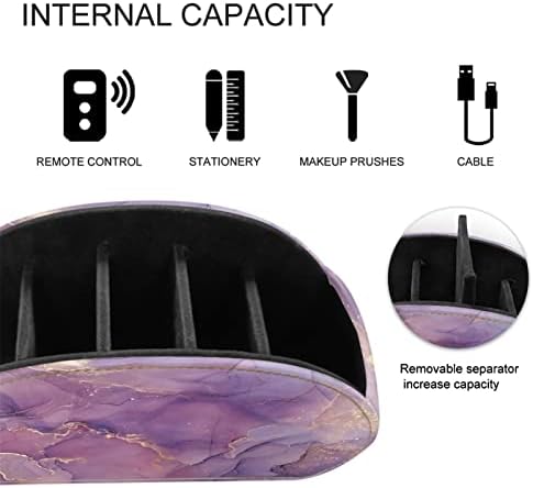 Suport de telecomandă din marmură violet Fusurire, cutie de organizator din piele PU cu 5 compartimente pentru livrări de birou