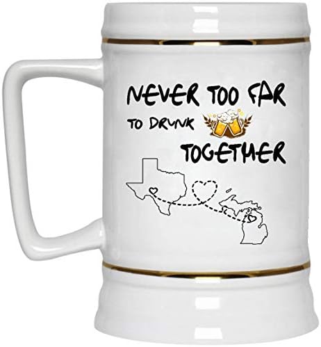 Relații la distanță de lungă durată Cană Texas Michigan niciodată prea departe pentru a bea vin de bere împreună - Distanță