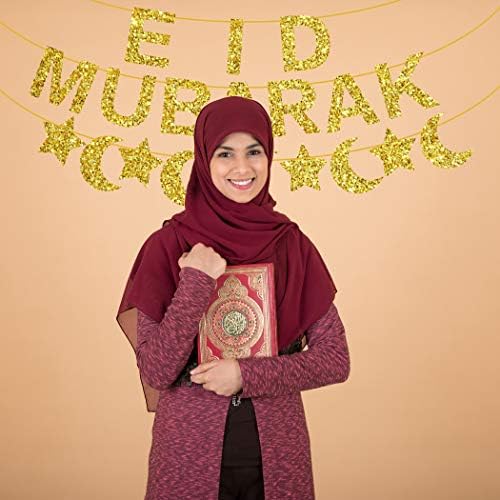 Eid Mubarak Ddecorations Eid Banner Eid Mubarak Banner Glitter nu are nevoie de bricolaj necesar Eid Party Supplies Decorations