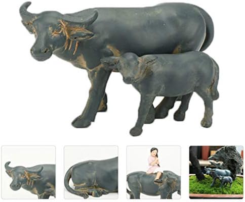 Accesorii pentru birou Doitool Micii Critici Jucării Mini Buffalo Statuie Farm Figuri Ornamente Planturi Planturi Bonsai Crafts