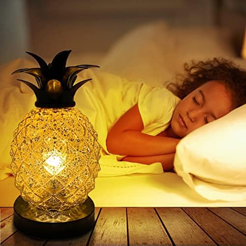 Lampă cu ananas cu sticlă de sticlă cu lămpi de sticlă de sticlă Ananas lumină pentru dormitor living cameră pentru copii cameră