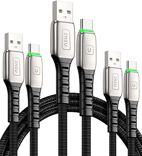 Cablu iniu USB C, [Pachet 3] Cablu USB de tip C cu Încărcare rapidă QC 3.1 a, Cabluri de încărcare a telefonului USB-C împletite