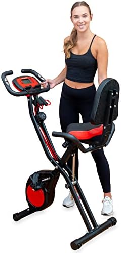 Bicicletă de exerciții de fitness pliante cu pleny cu benzi de rezistență, 16 niveluri de rezistență la nivel și suport pentru