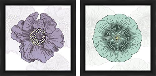 Imagini PTM 1-20854A Cadru de ilustrații florale cu 1 unitate, 14 cu 14-inch, negru, set de 2