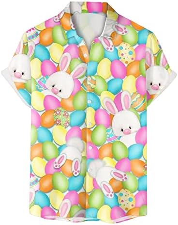 Cămăși de Paște Flosho pentru bărbați, cămăși de Paște pentru bărbați Egg Bunny Tricou Hawaiian pentru bărbați Bluză de plajă