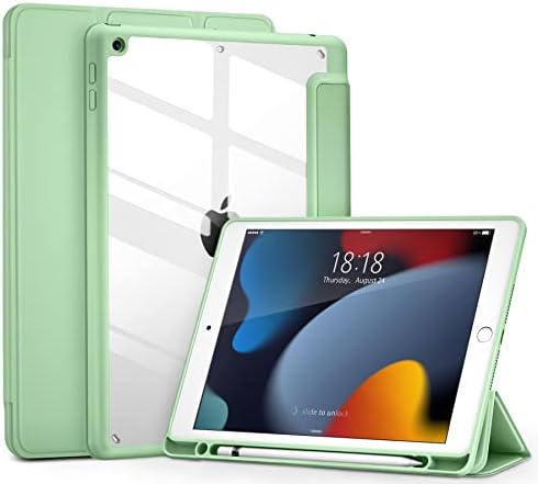 DTTO pentru iPad 9/8/7th Generation 10.2 inch 2021/2020/2019 Carcasă, acoperire ușoară Smart Trifold Stand [PC-ul Hard PC înapoi]