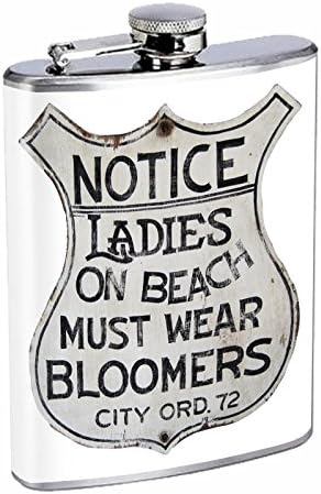 Perfecțiune în stil balon din oțel inoxidabil 8oz Poster Vintage D-239 observați doamnele de pe plajă trebuie să poarte flori