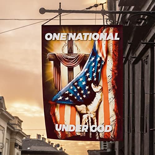 One Nation Under God Steag - Iisus Flag: Garden Flag | Steagul creștin, 12x18 inch, cu două fețe, 3 straturi
