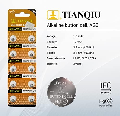 Tianqiu Lr521h AG0 379A baterie alcalină cu buton de 1,5 V