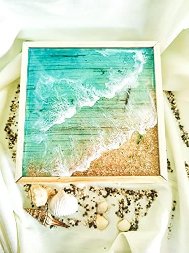 Tuzech personalizabil epoxid din lemn glisant cutii cutii de comori piept litoral plajă ocean realizat manual casă decor cu