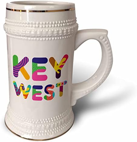 3Drose Text decorativ colorat Key West. Cadouri de vacanțe de vară. - 22oz Stein Cană