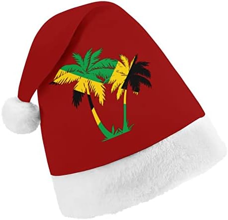 Palmieri în Jamaica culori & nbsp; Pălărie de Crăciun moale de pluș Santa Cap Beanie amuzant pentru petrecerea festivă de Crăciun