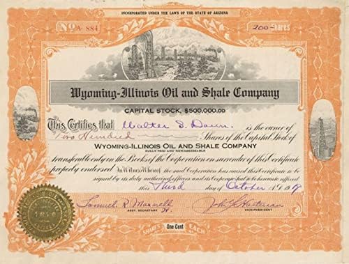 Wyoming-Illinois Oil and Shale Co. - Certificat De Stoc
