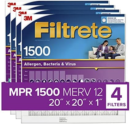 Filtrete 18x24x1, AC cuptor filtru de aer, MPR 1500, sănătos de viață ultra alergen, 4-Pack & amp; 20x20x1 ,AC cuptor filtru