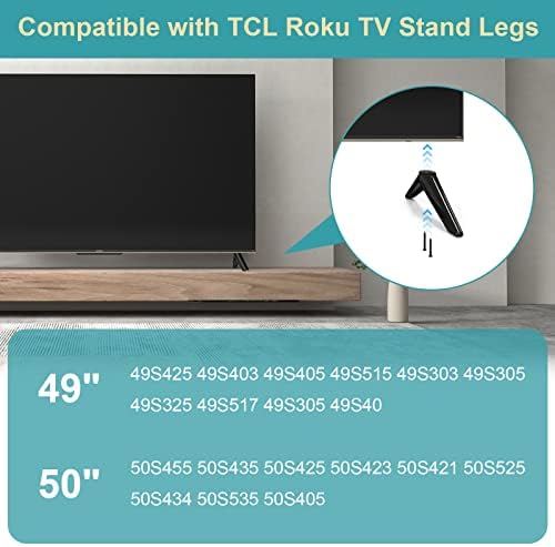 Stand TV pentru TCL 49inch 50inch Roku TV TV picioare, picioare de înlocuire pentru TCL ROKU TV 49S425 49S403 49S405 49S515