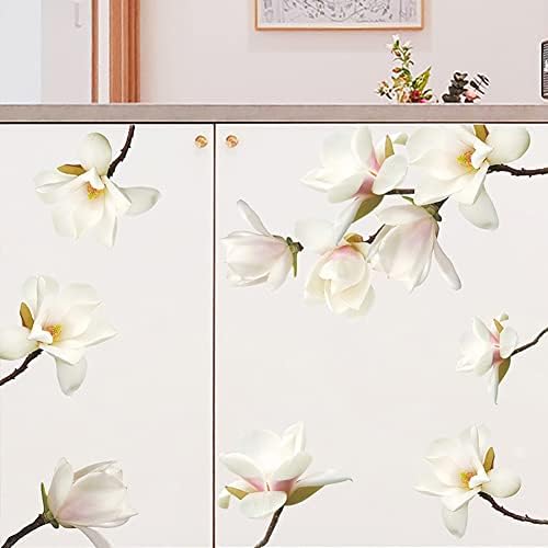 Runtoo 3d Autocolante de perete cu flori albe Magnolia Decaluri de artă florală pentru fete pentru fete dormitor living decor