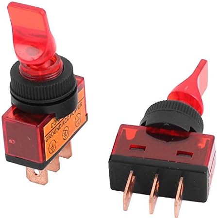 Aexit 2 buc switch-uri 12VDC 20a Indicator roșu M12 filet panou Mount 2 poziții Spst blocare Mini comutare comutator