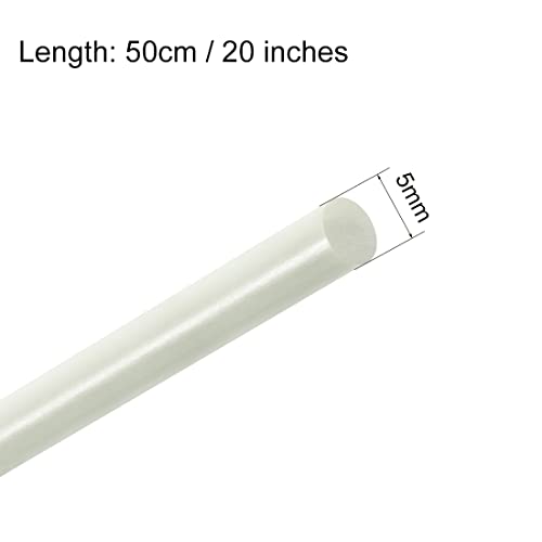 Tija rotundă din plastic Uxcell, 3/16 inch Dia 20 inch Lungime, FRP alb Fibră de sticlă rotundă Inginerie Bară de plastic 2PC